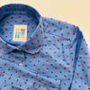 CAMICIA IN COTONE - PLUMETIL BLUE E ROSSO A RILIEVO