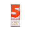 Candele Numero - Cinque Glitter Corallo Pack